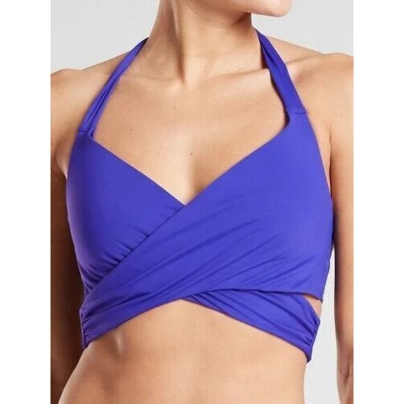 Athleta NWT Bra Cup Halter Bikini Top Set 34B/C & Clean Medium Bottom Sz S Blue - Picture 2 of 11